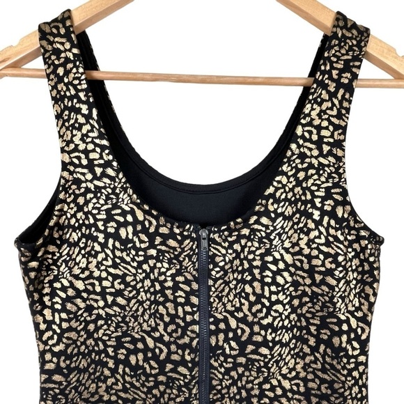 Forever 21 Black & Metallic Gold Animal Print Bodycon Mini Dress Size Medium - Picture 4 of 7